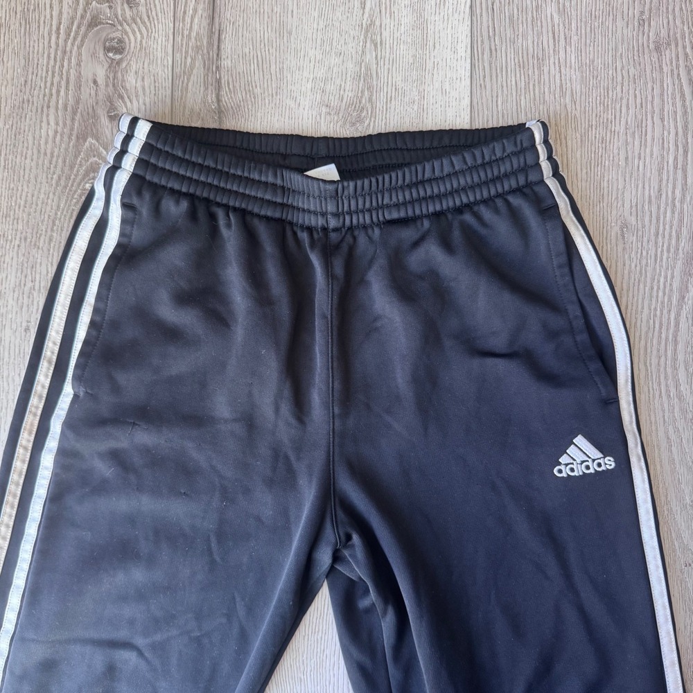 Adidas Youth Boys Large 14/16 Black 3-Stripe Track Pants Regular Fit Joggers - Picture 3 of 7